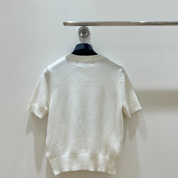 Dior high-end letter embroidered round neck knitted short sleeves - Picture 2 of 8